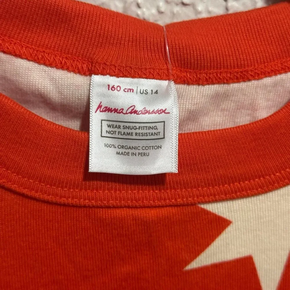 Hannah Anderson Orange with white stars pajama set size 14